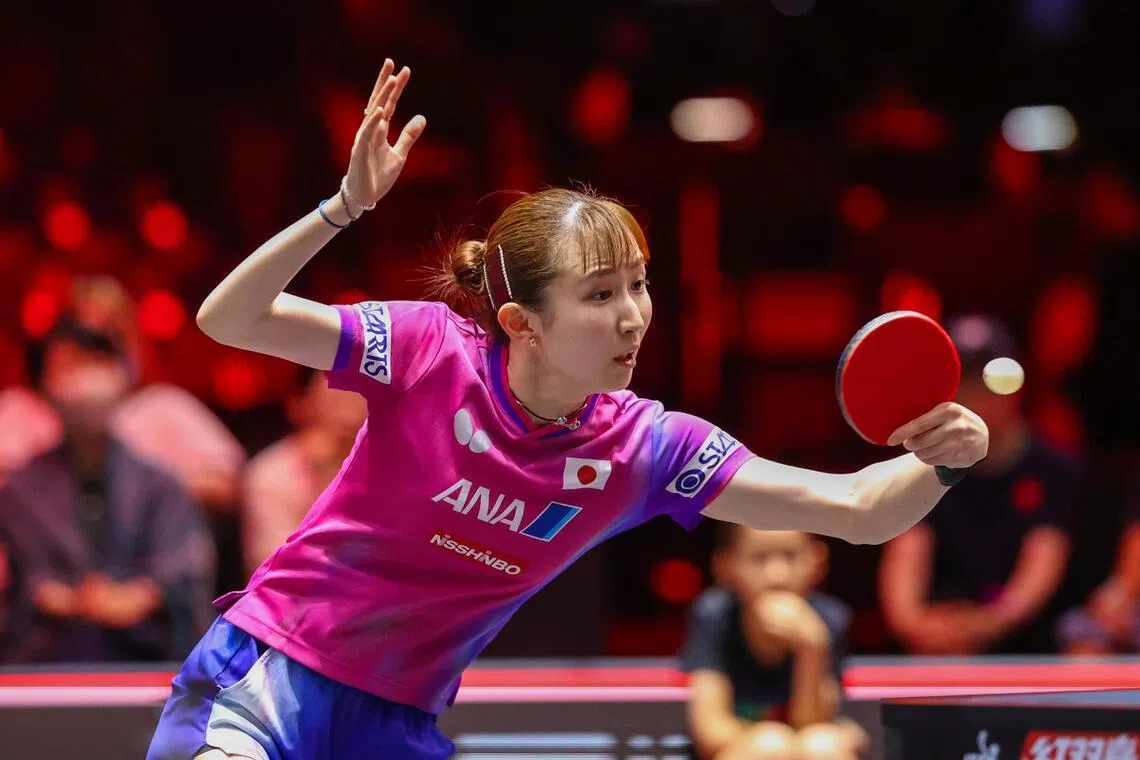 日本“一姐”早田希娜一日双赛，在女单和女双赛场都强势晋级。（吴先邦摄）
