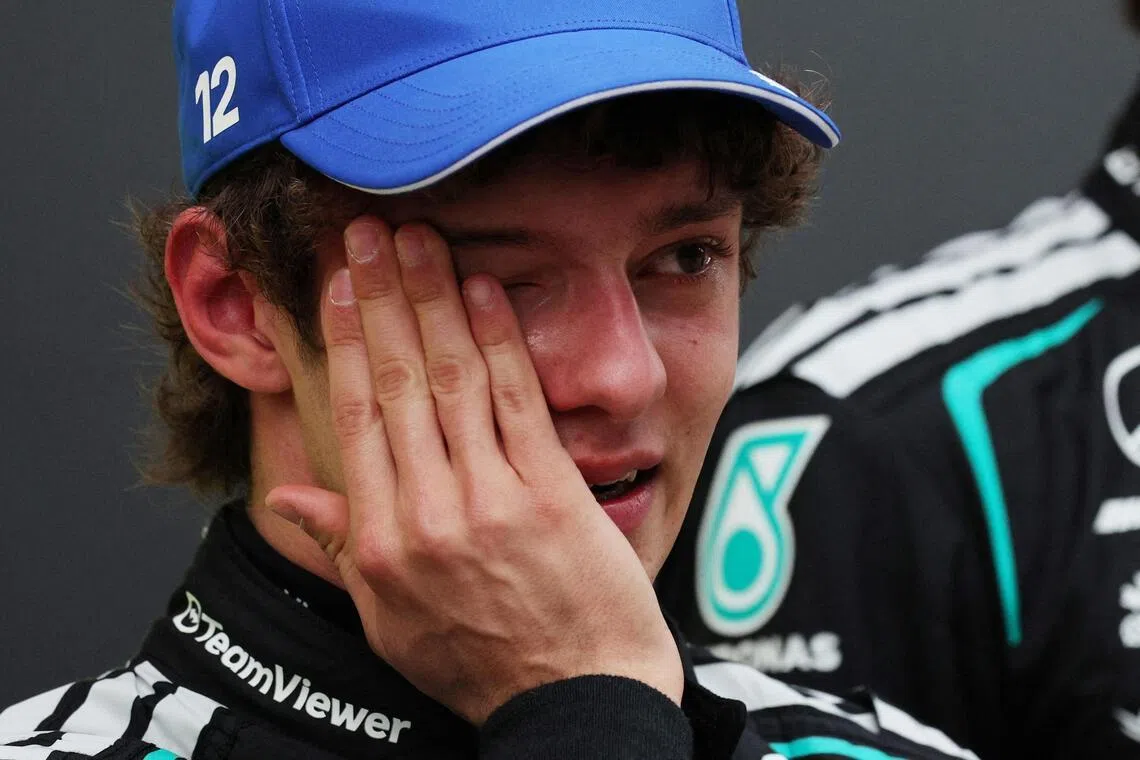 安东内利在赛后情绪激动，控制不住眼泪。（路透社）