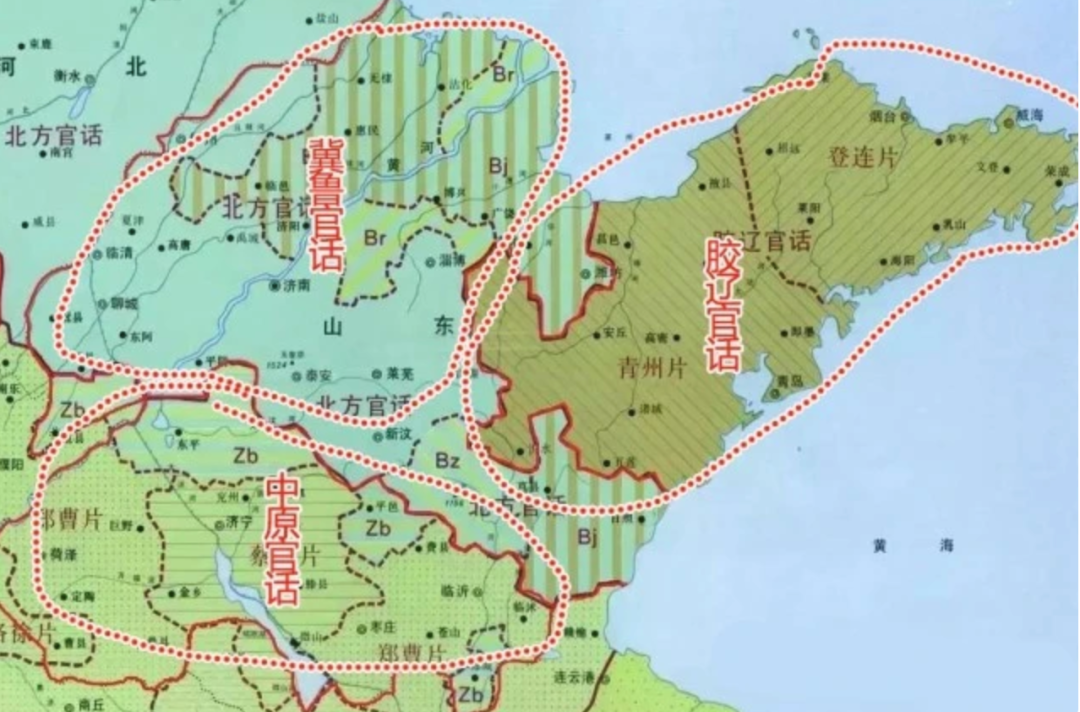 △菏泽的方言，属于中原官话片区。（图/《中国语言地图集》）