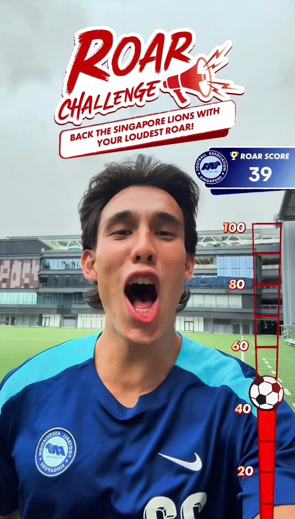 参与TikTok上的“Roar Challenge”挑战活动，三名优胜者可各赢得两张比赛门票。（新加坡足球总会提供）