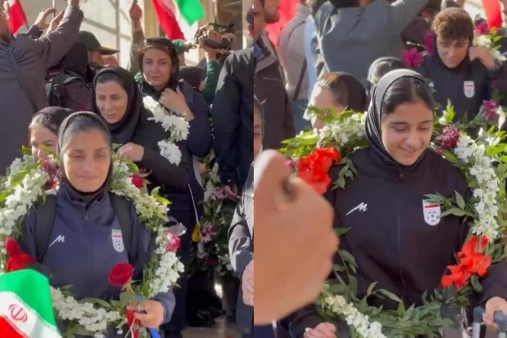 伊朗国家女子足球队回国获热烈欢迎