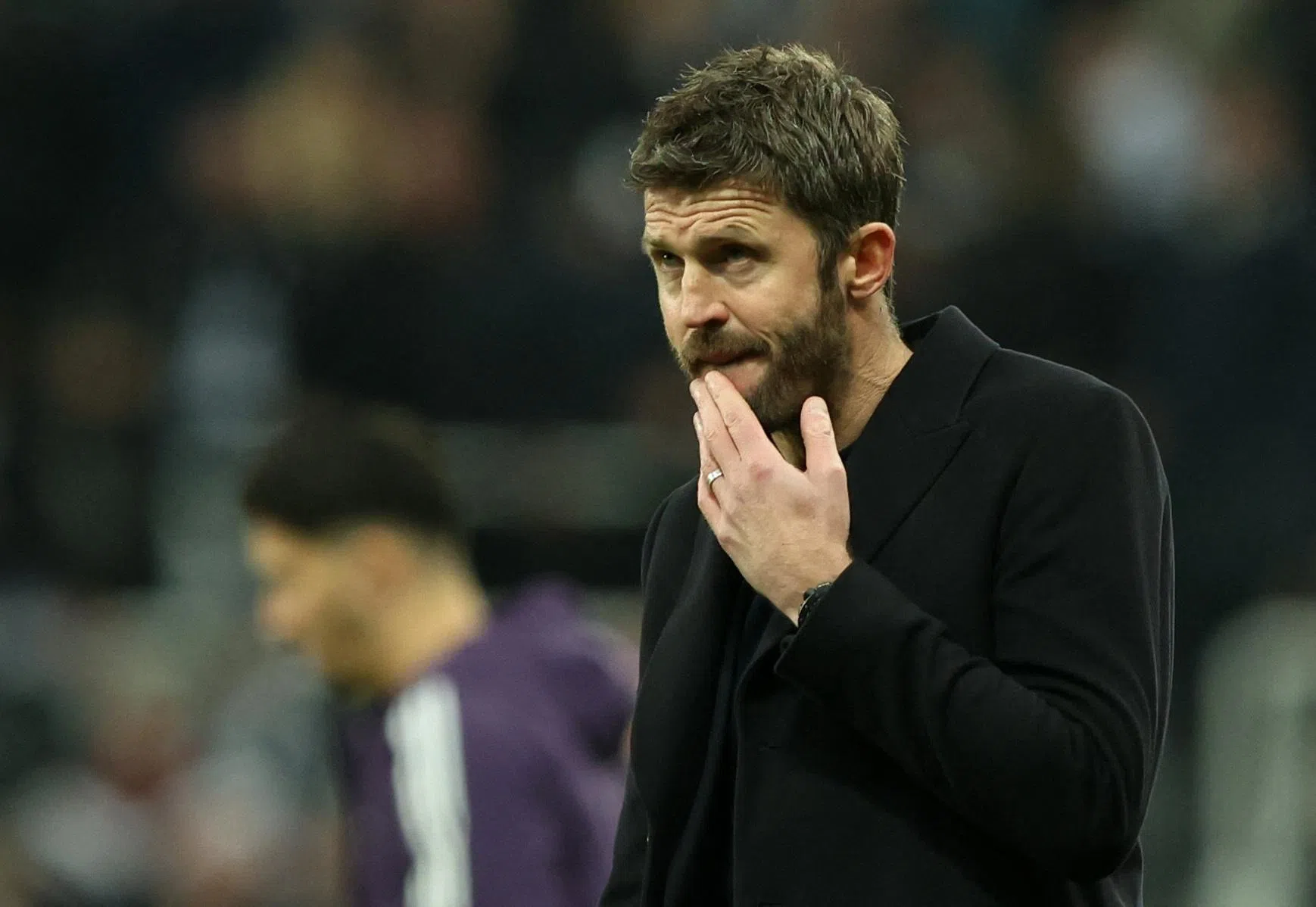 卡里克执教曼联的不败纪录告终，这场失利也让他倍感痛苦。（路透社）