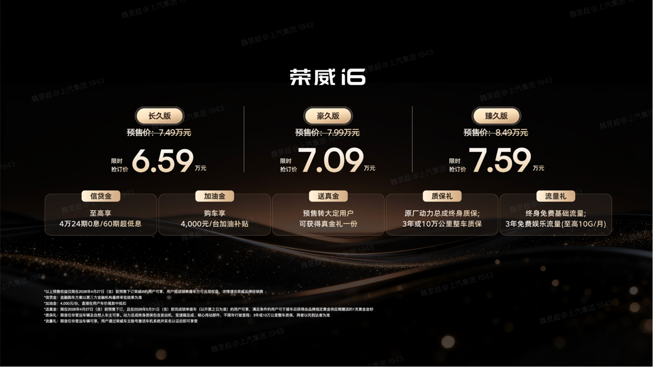 荣威i6启动预售，起步价仅6.59万元