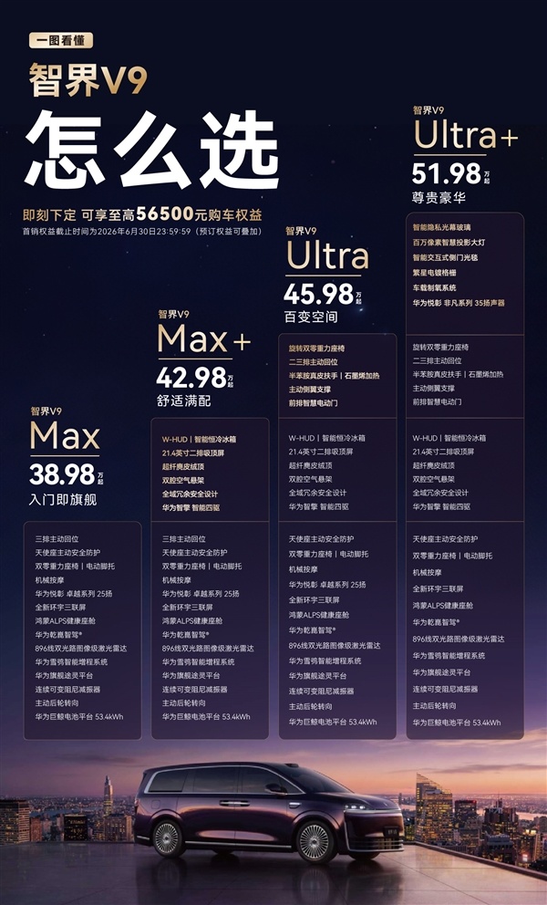 38.98万起全系标配30多项豪华配置 一文看懂智界V9四个版本如何选